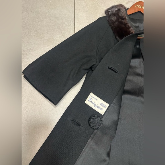 Vintage 60’s Braetan Juniors Black Coat Mink Collar Large EUC Union Made USA - Picture 3 of 12